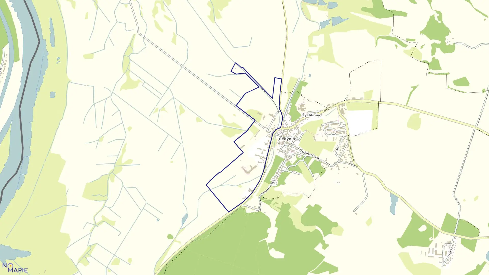 Mapa obrębu Cedynia 1 w gminie Cedynia