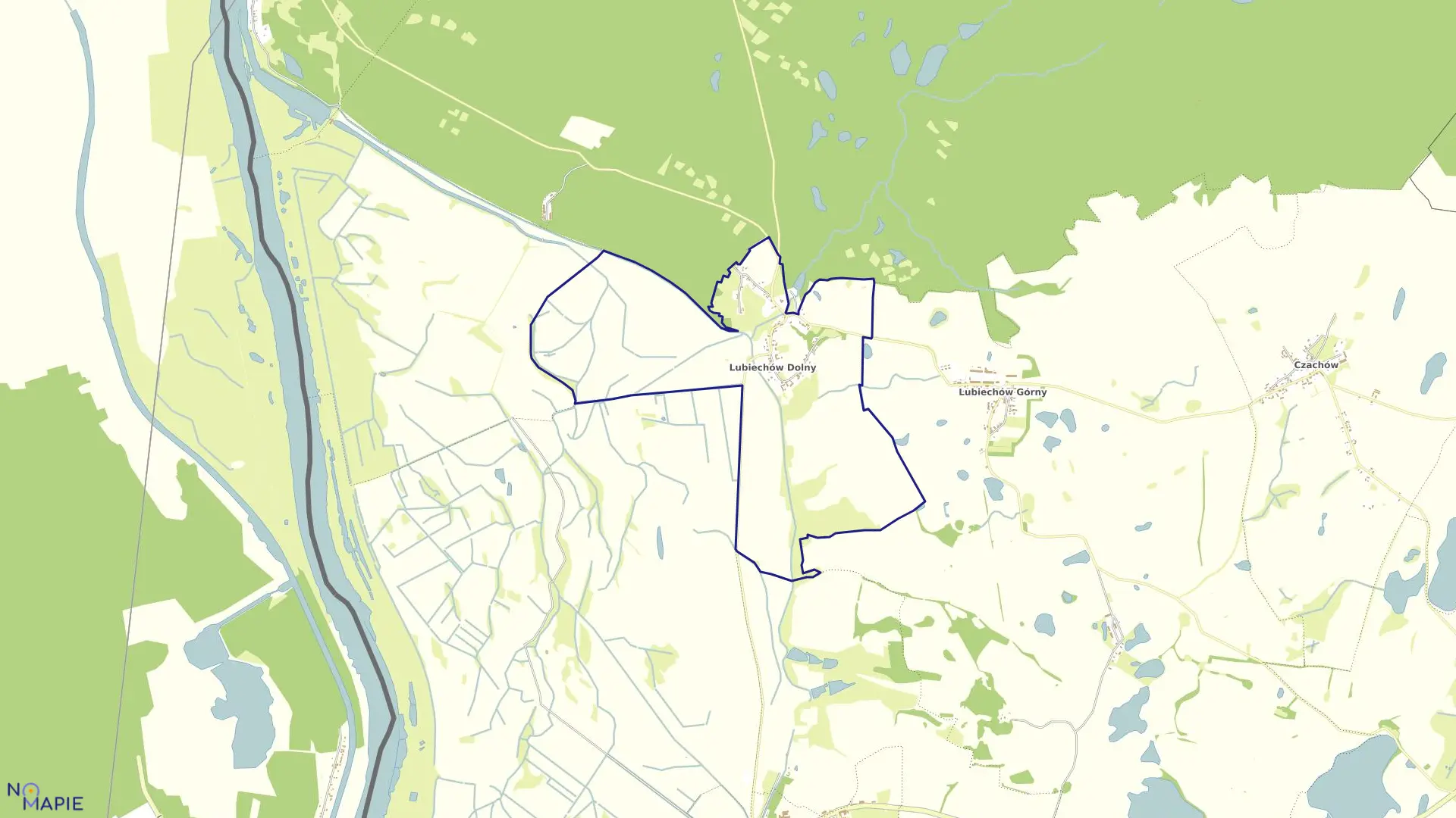 Mapa obrębu Lubiechów Dolny w gminie Cedynia