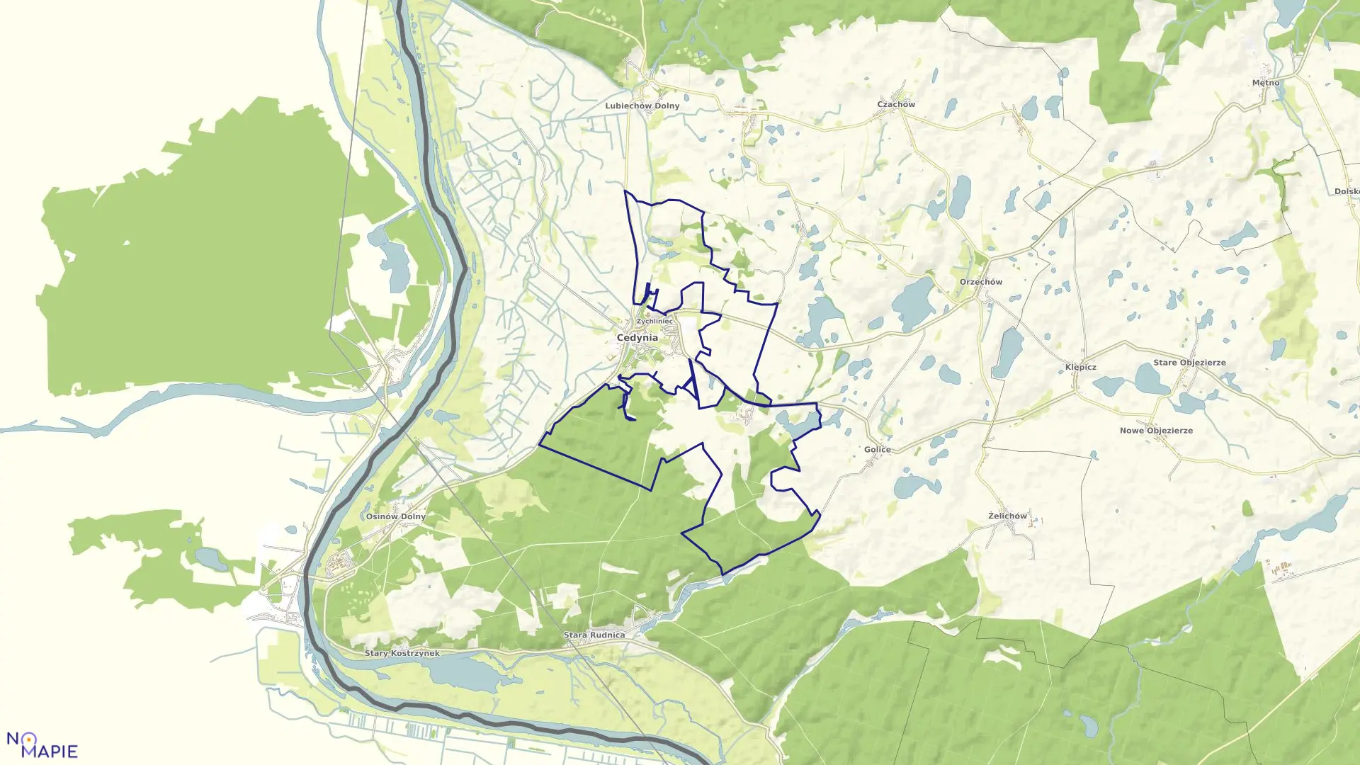 Mapa obrębu Radostów w gminie Cedynia